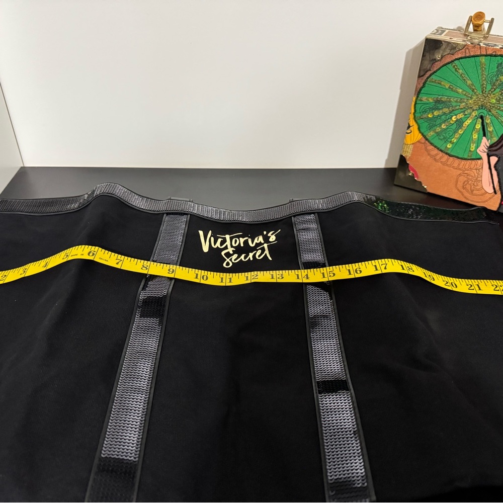 Victoria's Secret Black Canvas Tote Bag with back sequins
Never used